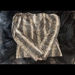 SHEIN Snake Skin Print V Neck Blouse